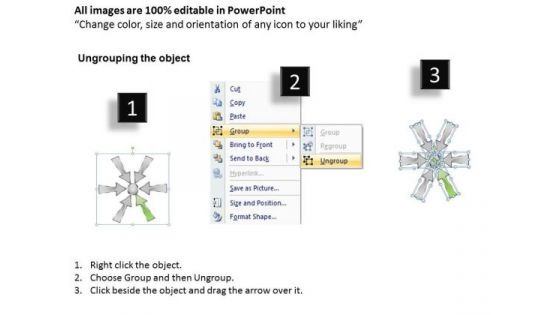 Six Coverging Arrows For Process To Carried Out Circular Chart PowerPoint Slide