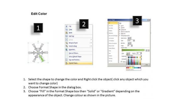 Six Coverging Arrows For Process To Carried Out Circular Chart PowerPoint Slide