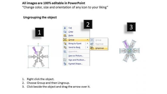 Six Coverging Arrows For Process To Carried Out Circular Cycle PowerPoint Templates