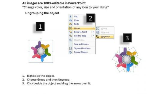 Six Factors In Sequential Flow Relative Circular Arrow Diagram PowerPoint Templates