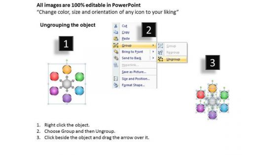 Six Stages Representing Circular Flow Chart Spoke Diagram PowerPoint Templates