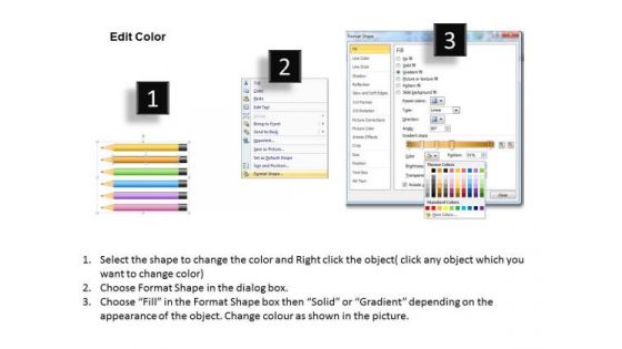 Six Stages Vertical Pencils Business Plan Examples For New PowerPoint Templates