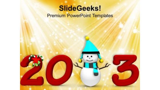 Skyblue Snowman With 2013 Festival PowerPoint Templates Ppt Backgrounds For Slides 1212