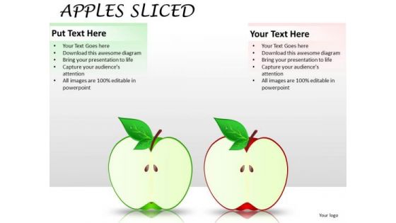 Slice Data With Apples Sliced PowerPoint Slides And Ppt Diagram Templates