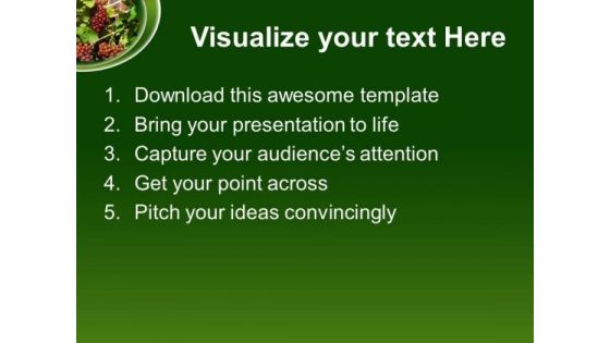 Small Berries With Green Background PowerPoint Templates Ppt Backgrounds For Slides 0613