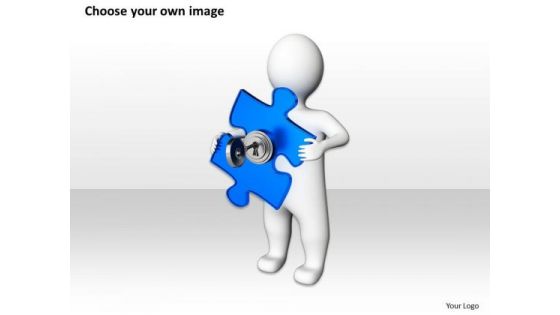 Small Business Network Diagram 3d Man With Key Puzzle PowerPoint Slides