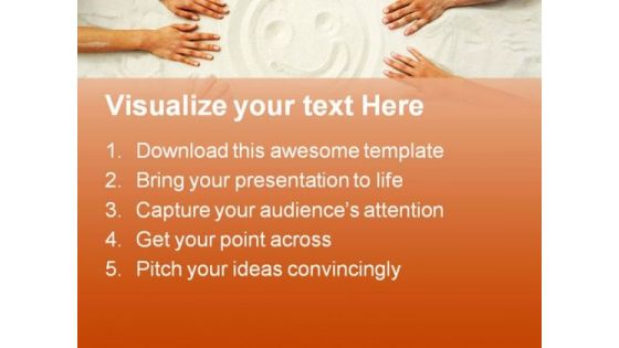 Smile Face On Sand Beach PowerPoint Themes And PowerPoint Slides 0811