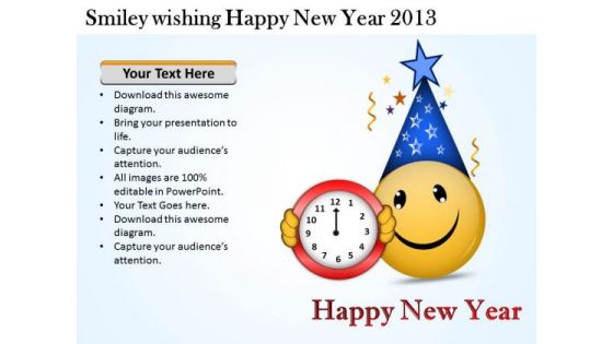 Smiley Wishing Happy New Year 2013 Flow Chart Creator Online PowerPoint Templates