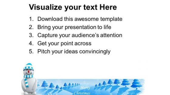 Smiling Snowman On Snowflakes Background PowerPoint Templates Ppt Backgrounds For Slides 1112