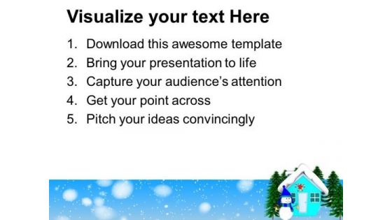 Smiling Snowman With Snowfall Holidays PowerPoint Templates Ppt Backgrounds For Slides 1212