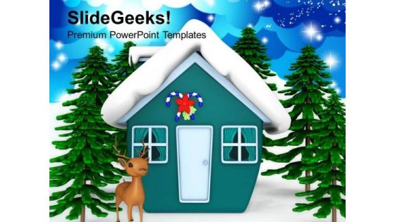 Snow Background With Reindeer Events PowerPoint Templates Ppt Backgrounds For Slides 1212