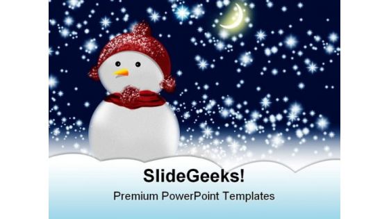 Snow Man01 Christmas PowerPoint Template 0610