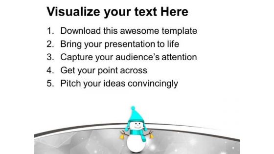 Snowman In Skyblue Dress Christmas Theme PowerPoint Templates Ppt Backgrounds For Slides 0713