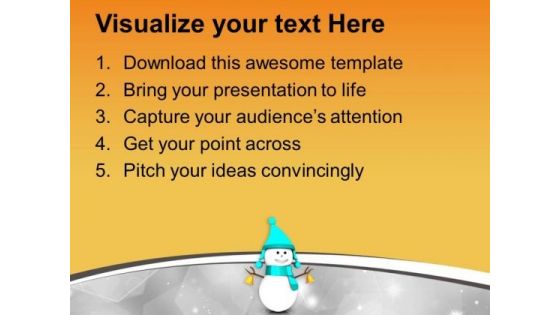 Snowman In Skyblue Dress Christmas Theme PowerPoint Templates Ppt Backgrounds For Slides 0713