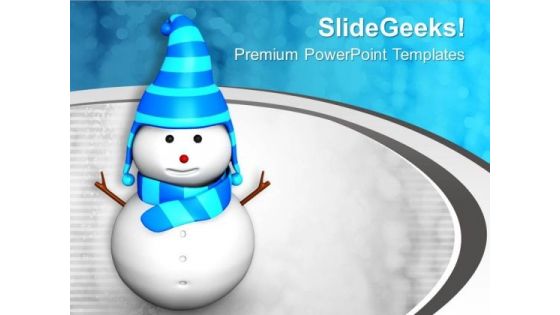 Snowman On Stylish Background PowerPoint Templates Ppt Backgrounds For Slides 0113