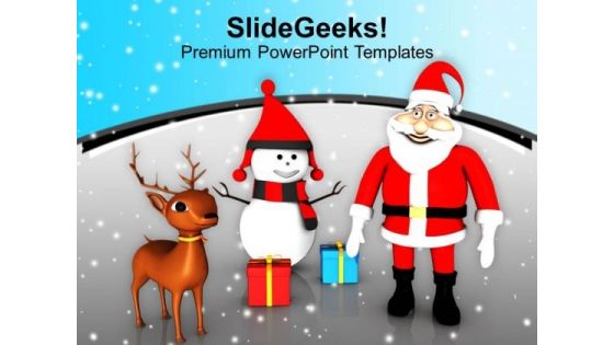 Snowman Santa Clause For Christmas PowerPoint Templates Ppt Backgrounds For Slides 0513