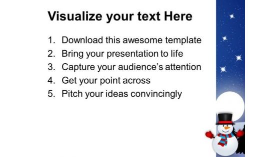 Snowman Waving Hands Holidays PowerPoint Templates Ppt Backgrounds For Slides 1112