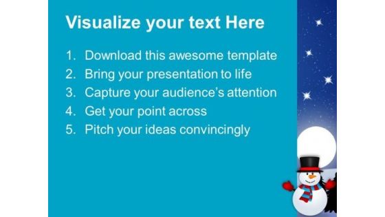 Snowman Waving Hands Holidays PowerPoint Templates Ppt Backgrounds For Slides 1112