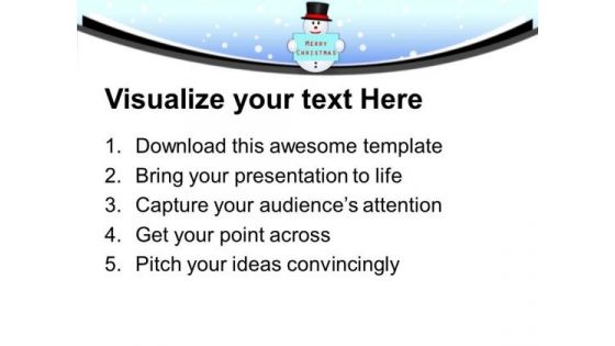 Snowman With Banner Merry Christmas Winter PowerPoint Templates Ppt Backgrounds For Slides 0113