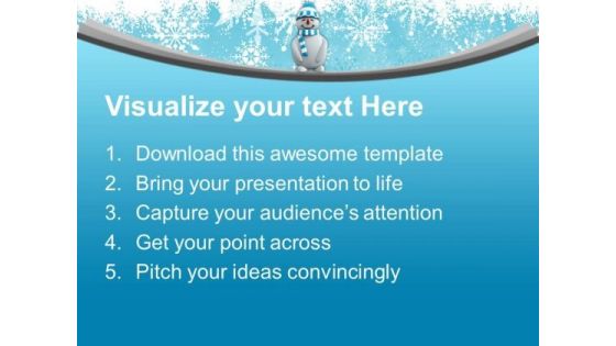 Snowman With Hat Standing Winter PowerPoint Templates Ppt Backgrounds For Slides 0113