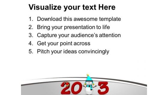 Snowman With New Year Theme PowerPoint Templates Ppt Backgrounds For Slides 0413