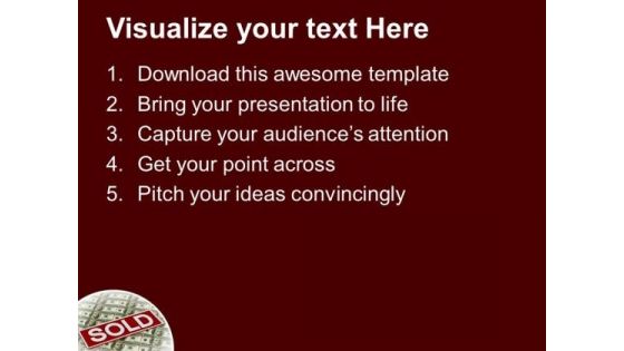 Sold Rider Sign Over Us Dollar PowerPoint Templates Ppt Backgrounds For Slides 0113