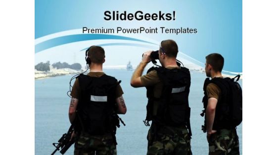 Soldiers On Watch Security PowerPoint Templates And PowerPoint Backgrounds 0811