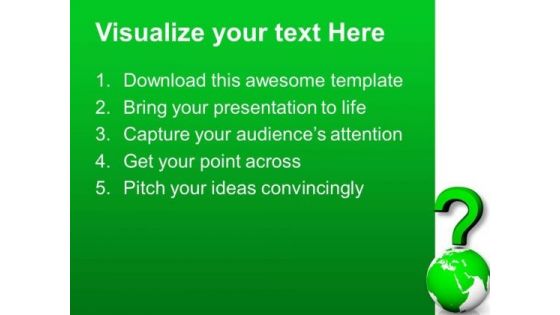 Solve The Global Questions Of Marketing PowerPoint Templates Ppt Backgrounds For Slides 0613