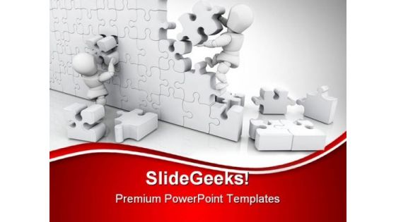 Solving Jigsaw Puzzle Business PowerPoint Themes And PowerPoint Slides 0811