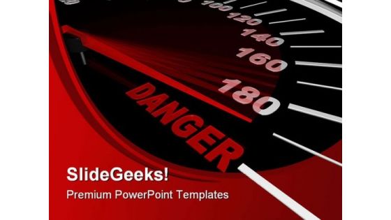 Speedometer Shows Danger Travel PowerPoint Themes And PowerPoint Slides 0411