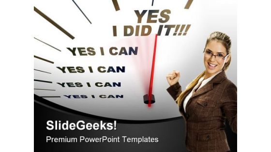 Speedometer Yes I Can Business PowerPoint Template 1110