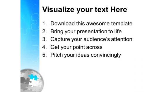 Spherical Jigsaw Puzzle Global Concept PowerPoint Templates Ppt Backgrounds For Slides 0413