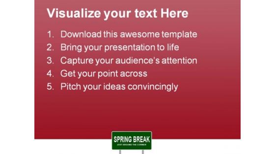 Spring Break Signpost Metaphor PowerPoint Themes And PowerPoint Slides 0911