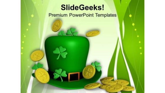 St Patricks Day Leprechaun Hat With Shamrock PowerPoint Templates Ppt Backgrounds For Slides 0313