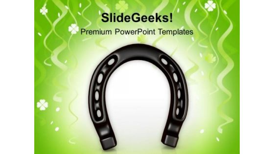 St Patricks Day Lucky Horseshoe PowerPoint Templates Ppt Backgrounds For Slides 0313