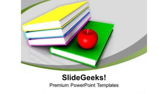 Stack Of Books And Apple Food PowerPoint Templates Ppt Backgrounds For Slides 0213