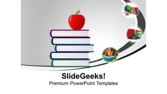 Stack Of Books With Apple Education PowerPoint Templates Ppt Backgrounds For Slides 0213