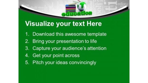 Stack Of Books With Globe Education PowerPoint Templates Ppt Backgrounds For Slides 0213