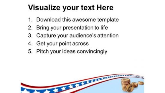 Stack Of Coins With American Flag PowerPoint Templates Ppt Backgrounds For Slides 0213