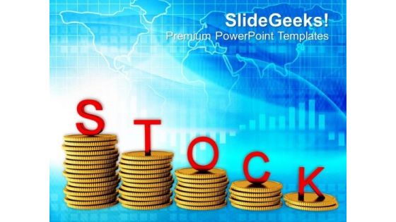 Stack Of Coins With The Word Stock PowerPoint Templates Ppt Backgrounds For Slides 0213