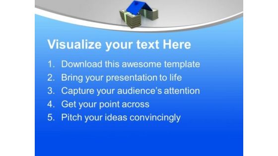 Stack Of Dollar Notes Under Roof PowerPoint Templates Ppt Backgrounds For Slides 0113