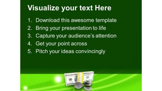 Stack Of Dollars With Coins Finance Business PowerPoint Templates Ppt Background For Slides 1112