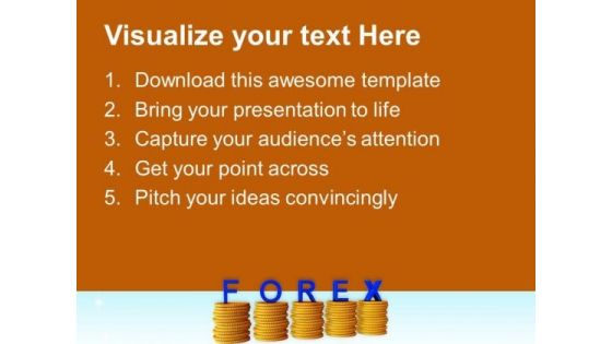 Stacks Of Coins With The Word Forex PowerPoint Templates Ppt Backgrounds For Slides 0113