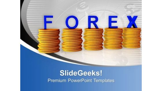 Stacks Of Coins With The Word Forex PowerPoint Templates Ppt Backgrounds For Slides 0213