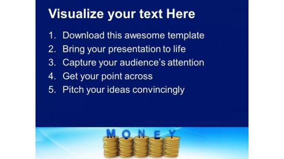 Stacks Of Coins With The Word Money PowerPoint Templates Ppt Backgrounds For Slides 0113