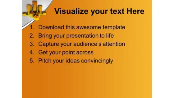 Stacks Of Golden Dollar Coins Finance PowerPoint Templates Ppt Background For Slides 1112