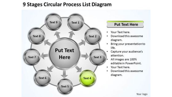Stages Circular Process List Diagram Business Plan Software PowerPoint Templates