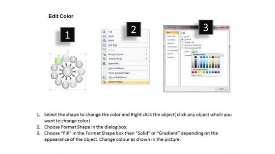 Stages Representing Diverging Circular Flow Chart Ppt Network PowerPoint Slides