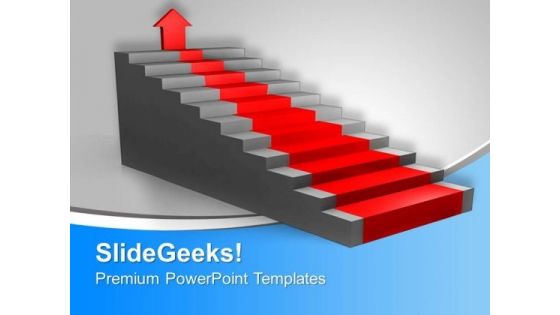 Stairs With Red Carpet Pointing Arrow PowerPoint Templates Ppt Backgrounds For Slides 0313