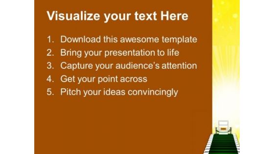 Stairway To Winner Trophy Success PowerPoint Templates Ppt Backgrounds For Slides 0213
